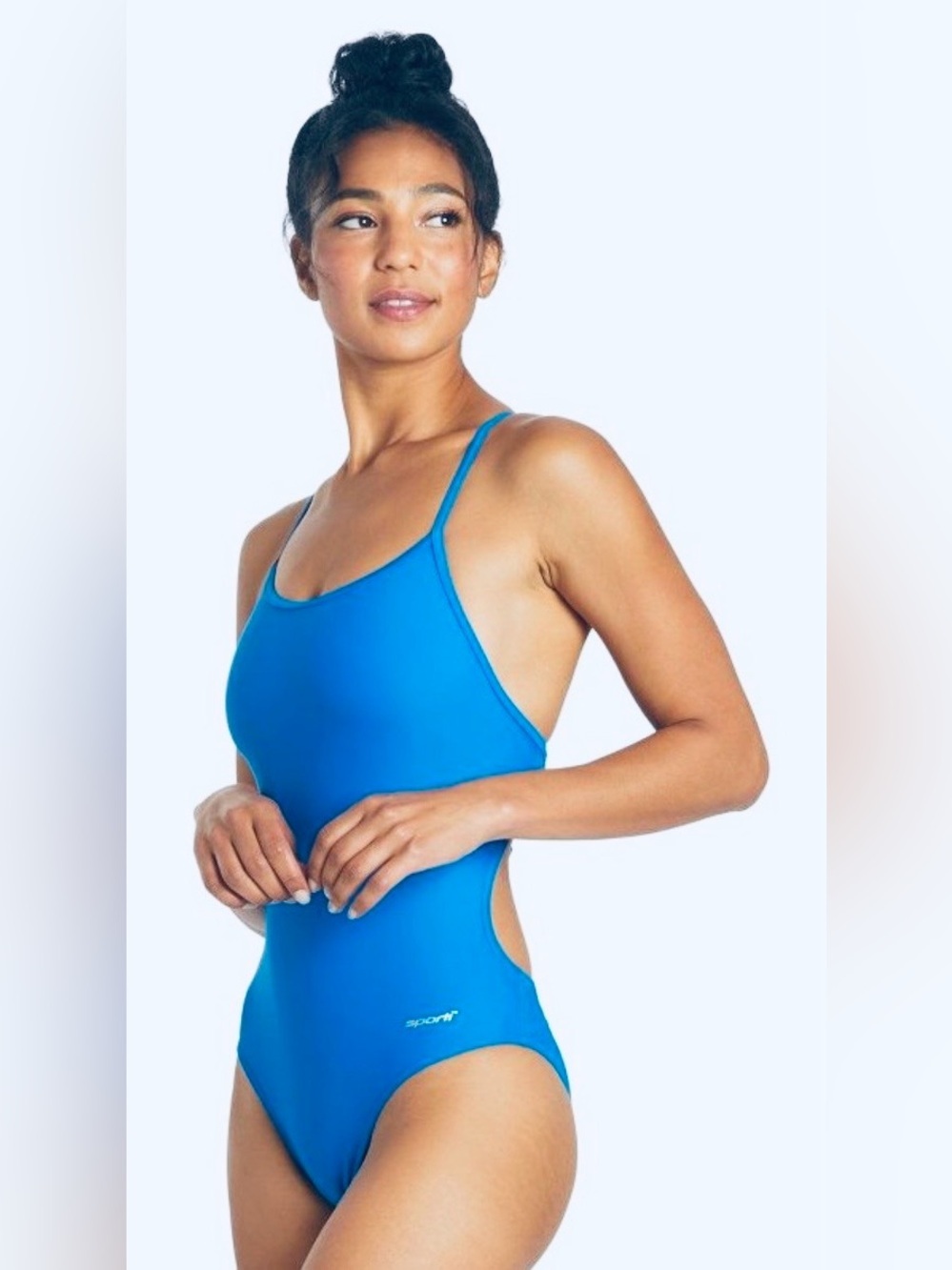 Sporti Tie Back One Piece Swimsuit Royal Blue Size Large NWT